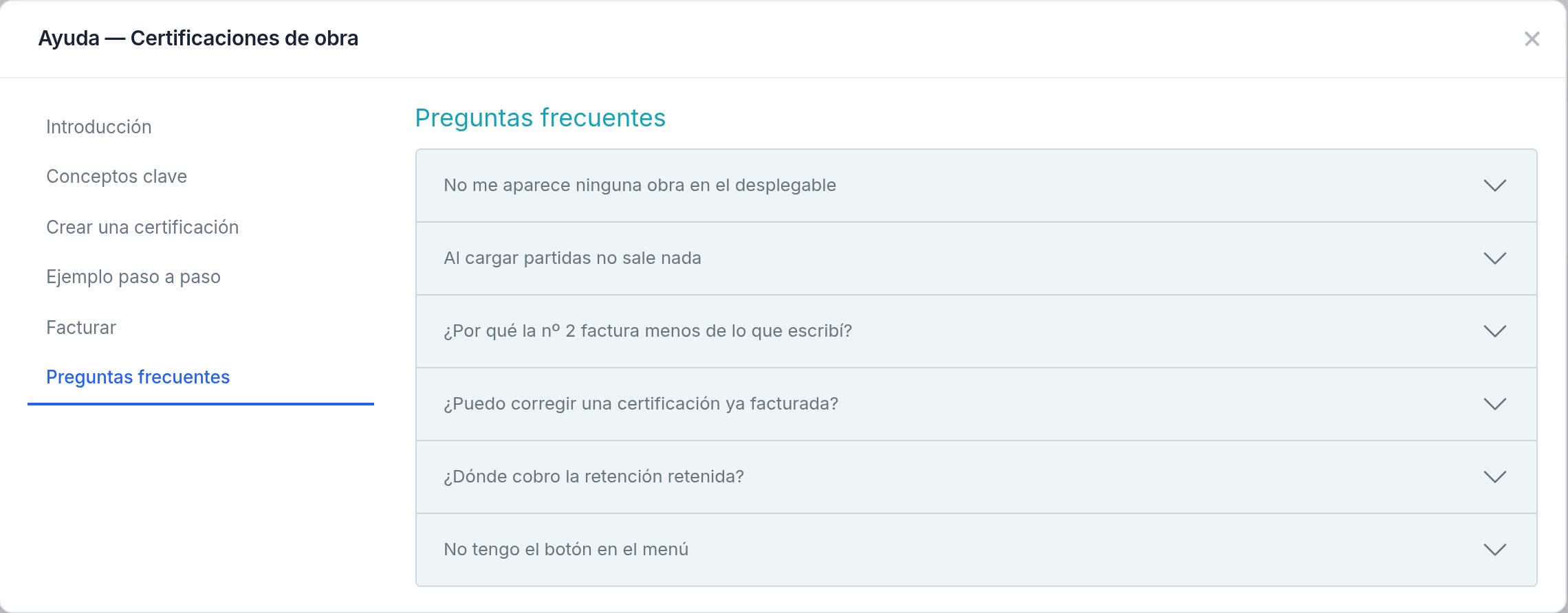 Certificación de obra — Preguntas frecuentes