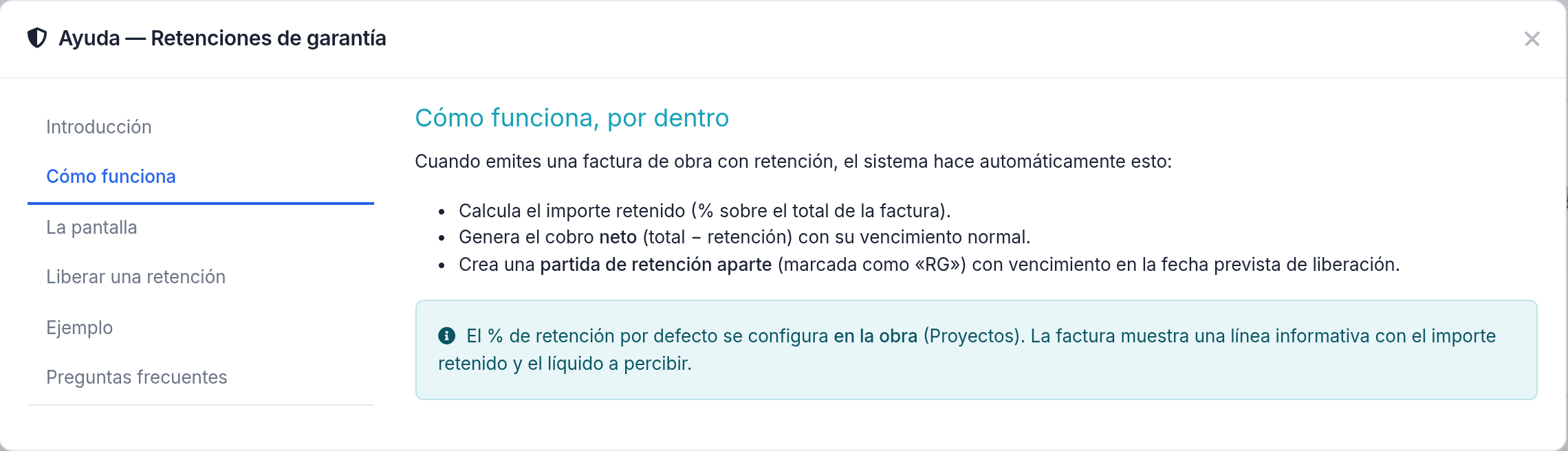 Retención de garantía — Cómo funciona