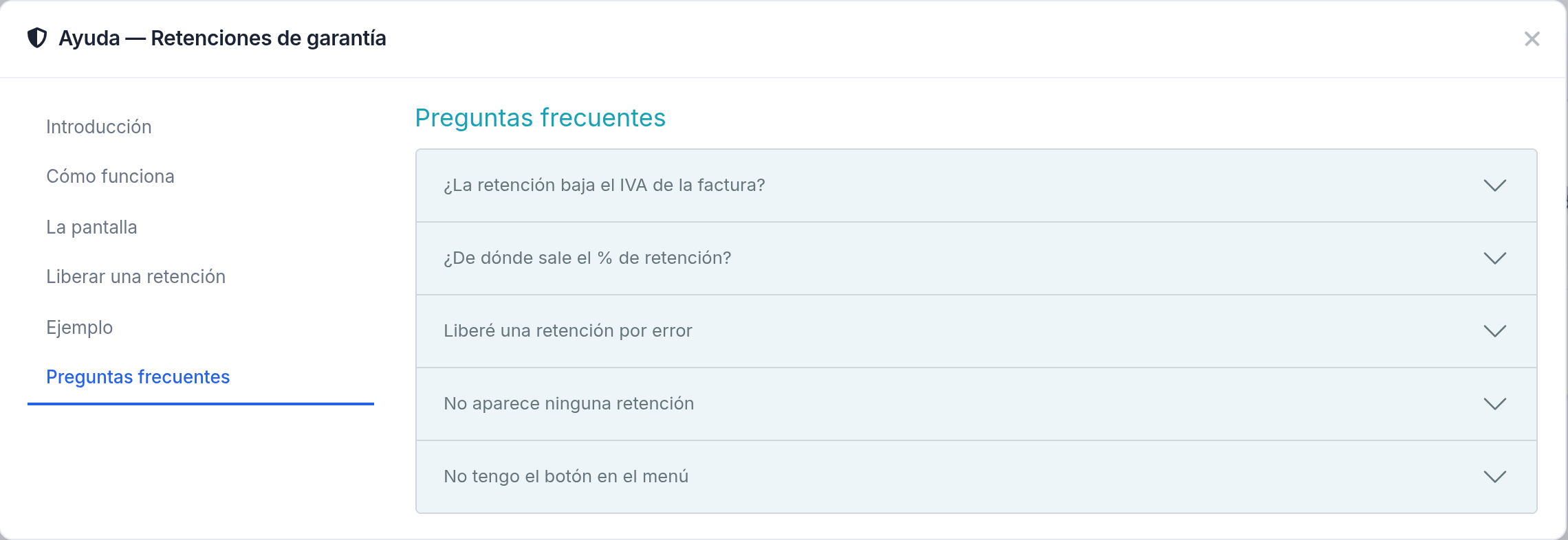 Retención de garantía — Preguntas frecuentes